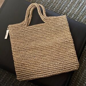 Chic Tan Woven Tote Bag